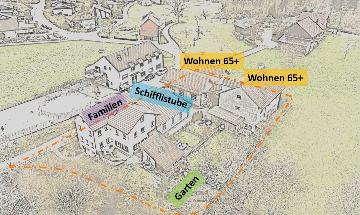 Die Übersicht zeigt, wo die einzelnen Wohnbereiche in der «Webschifflerei» angeordnet werden.